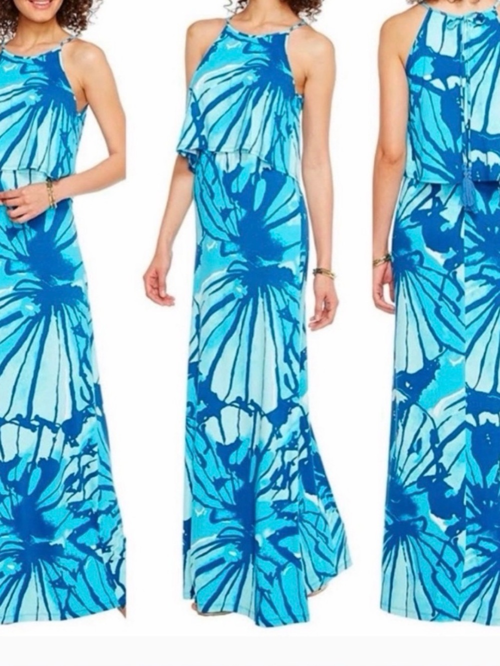 Lilly Pulitzer Levine Maxi Dress in Sparkling Blue Get Inky size medium